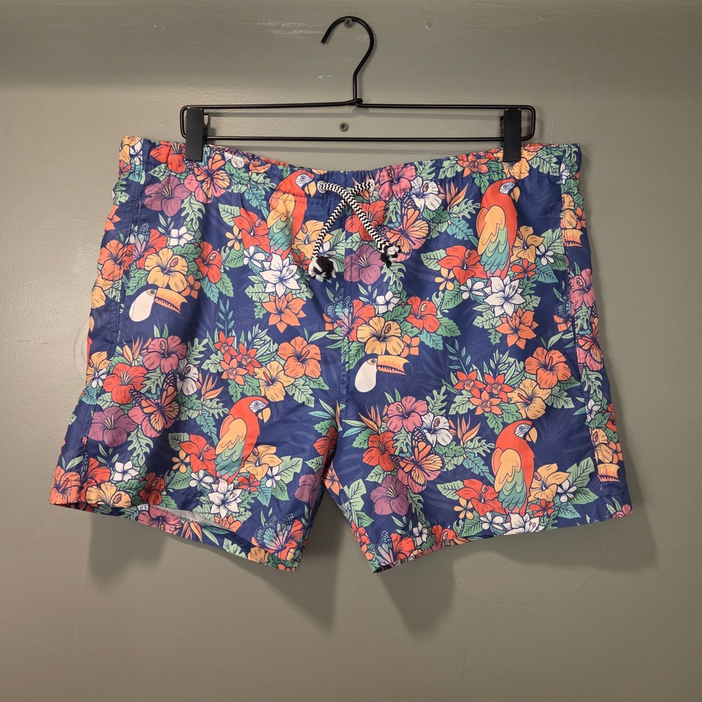 Boardies Apparel Men's Hawaiian Floral Print Lined Swim Shorts Size M, 5" Inseam